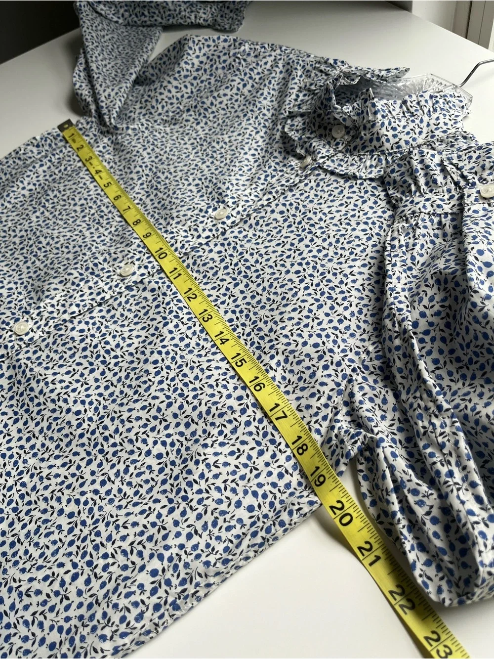 J Crew Liberty Of London Classic Fit Shirt Ed Blue Floral Ruffle Collar 6 Cotton